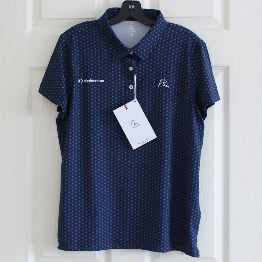 Rhoback Women's Performance Polo Short Sleeve Navy Logo Higginbotham